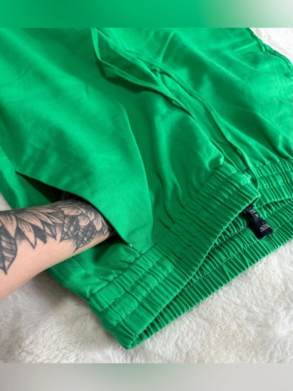 NWT J.Crew Factory Linen Cotton Blend Drawstring Pants Grass Green Size 4